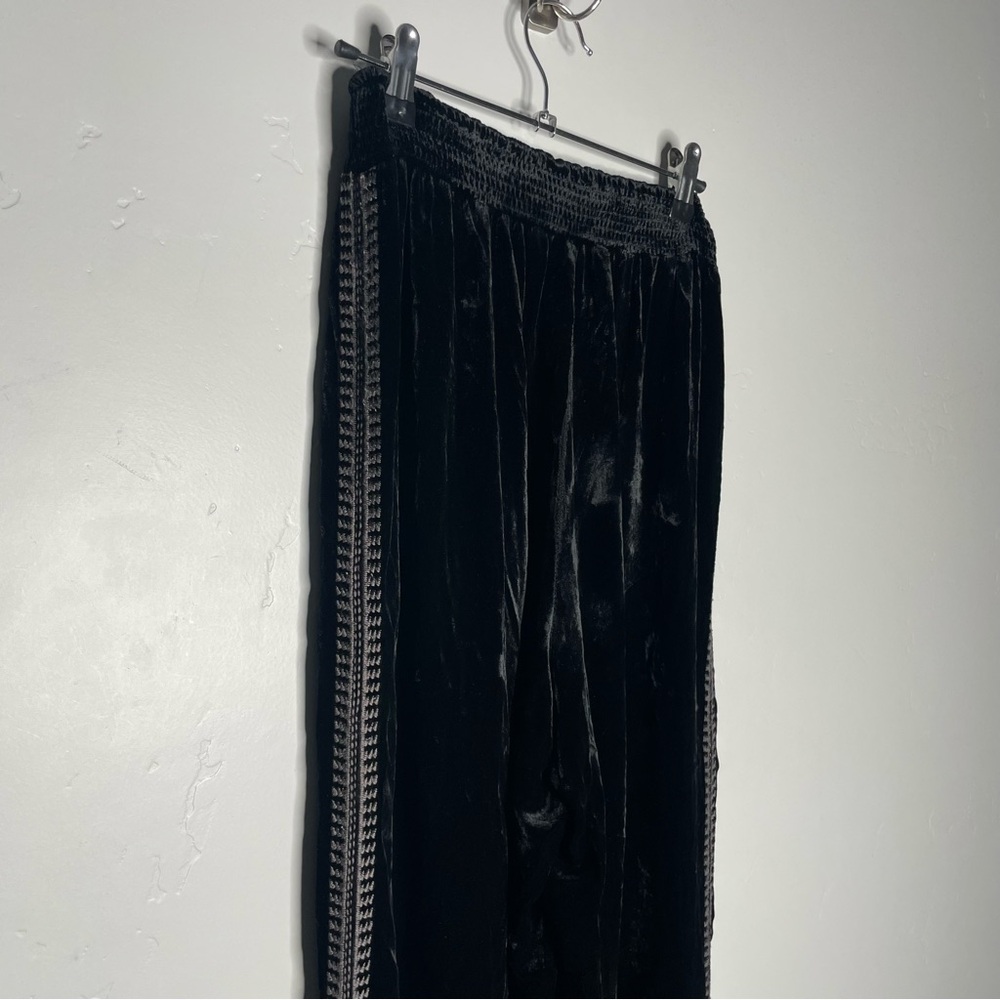 Johnny Was Hirsch‎ Black Velvet Embroidered Pants Black Medium - Picture 10 of 14